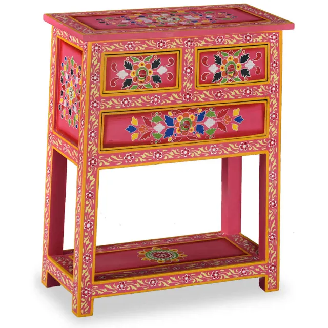vidaXL Dressoir met lades handgeschilderd massief mangohout roze