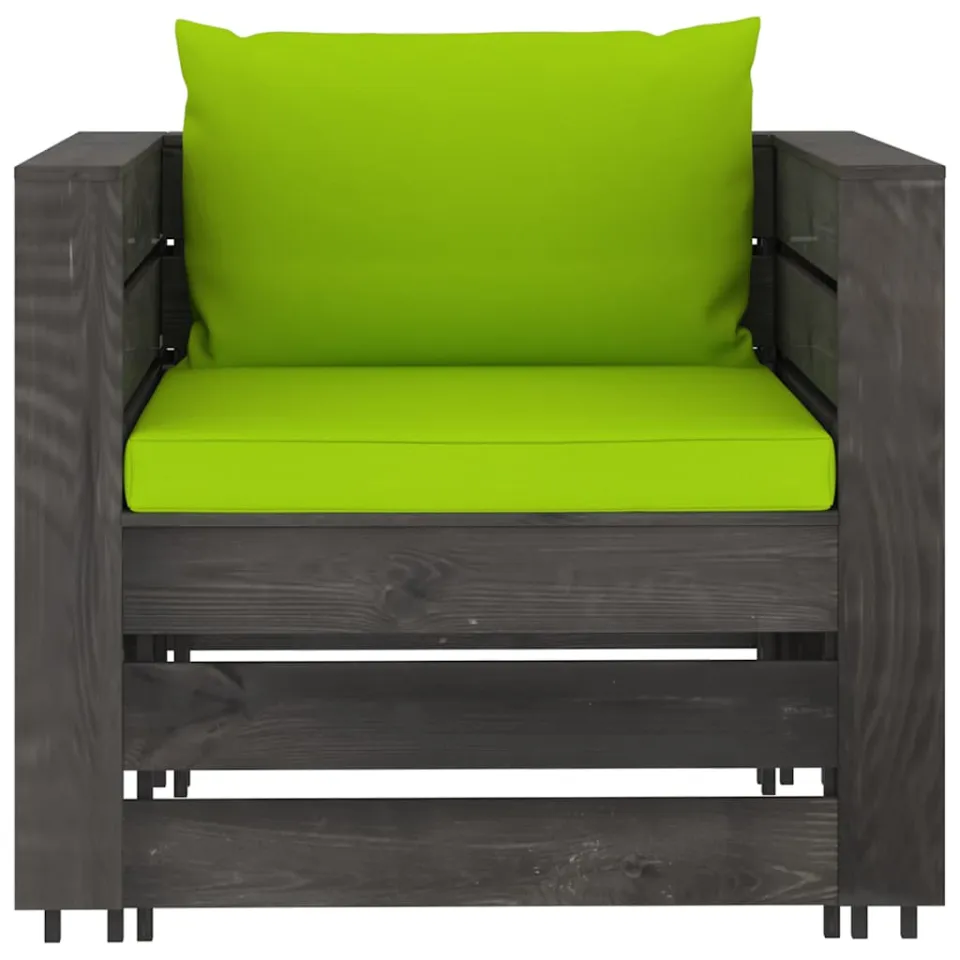 vidaXL 2-delige Loungeset met kussens grijs geïmpregneerd hout, foto 3