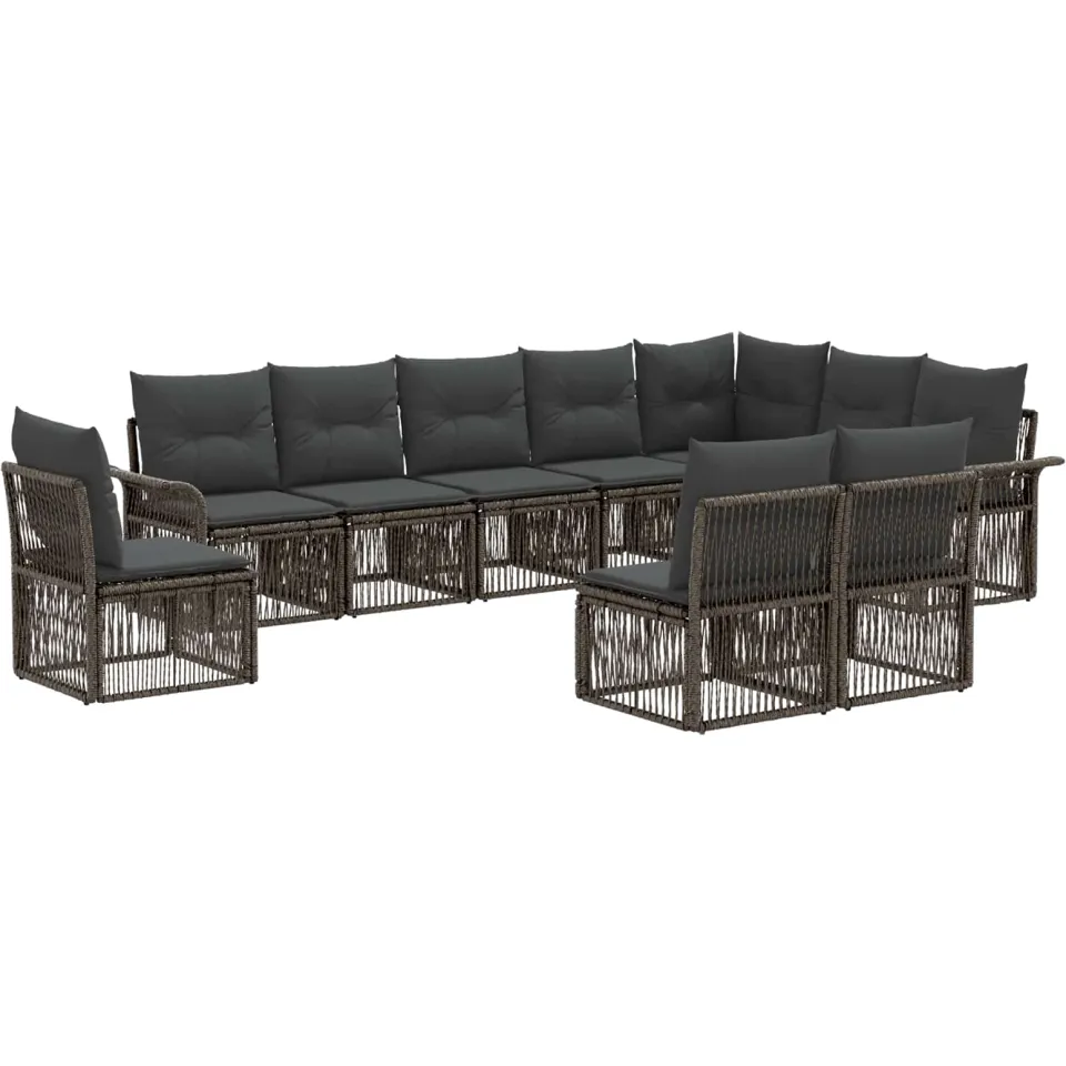 vidaXL Tuinbankenset 10 st 10-zits Grijs poly rattan, foto 3