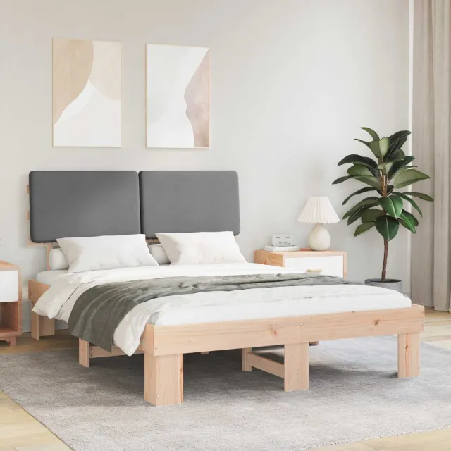 vidaXL Bedframe met Gevoerd Hoofdgedeelte Lichtgrijs 140 x 200 cm
