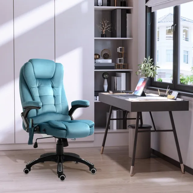 COVREO Bureaustoel 68x72x120 cm blauw, polyester met massage en warmte