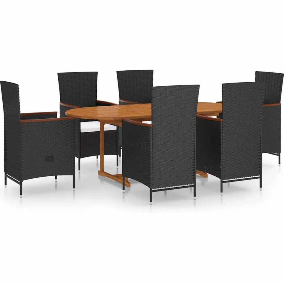 vidaXL 7-delige Tuinset poly rattan zwart, foto 3