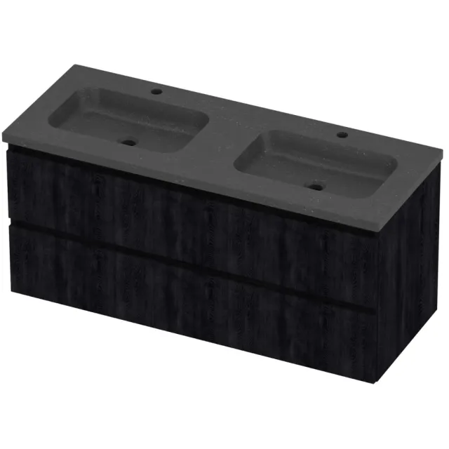 Proline Rollo Badmeubelset Hardsteen Elegant 2 Gaten 120x46x54 cm Blue Stone Charcoal Oak Eiken