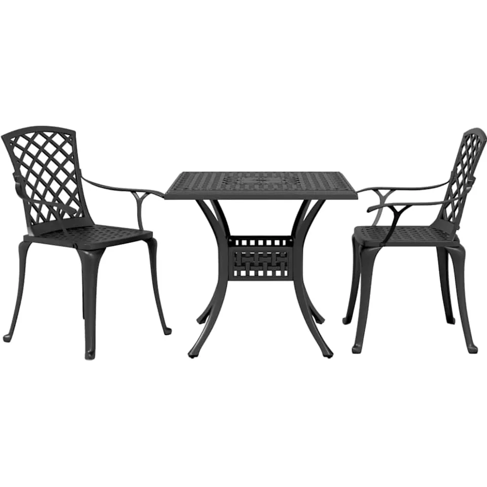 vidaXL 3-delige Bistroset gietaluminium zwart