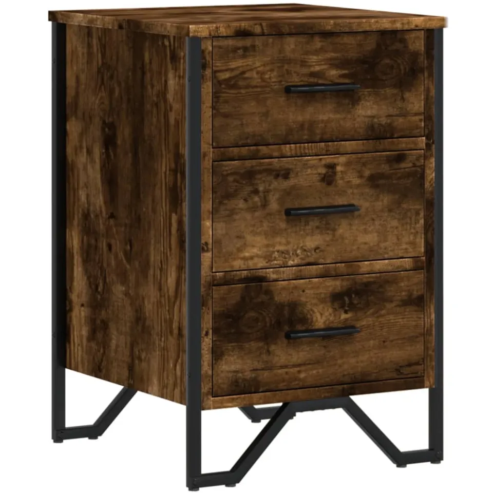 vidaXL Nachtkastje 40x41x60 cm bewerkt hout gerookt eikenkleurig Bruin