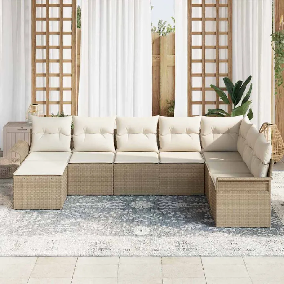 vidaXL Tuin Sofa Set 8 st Beige poly rattan, foto 3