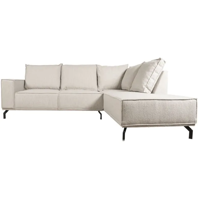 Home67 Hoekbank Ron Boucle Natural 01 - Rechts - Luxe Loungebank in Scandinavische / Hotel Chique Stijl