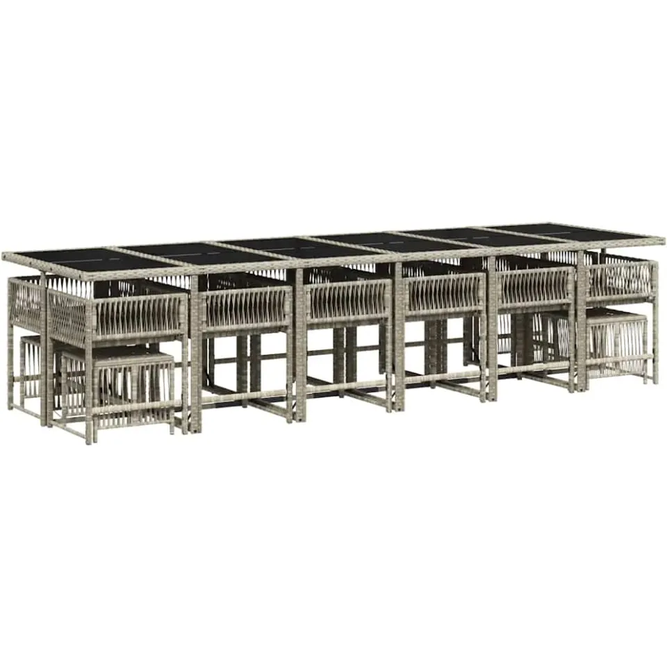 vidaXL 17-delige Tuinset met kussens poly rattan lichtgrijs grijs, foto 2