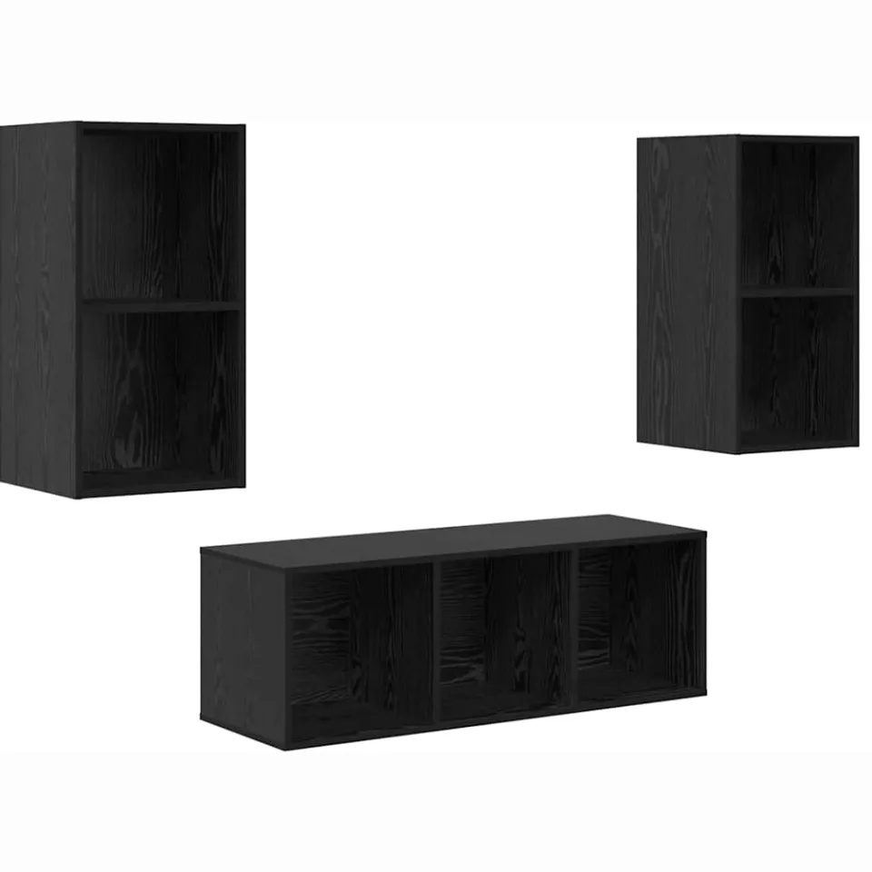 vidaXL Tv-meubelset 3 st 37 x 37 x 107 cm Zwart Eiken, foto 3