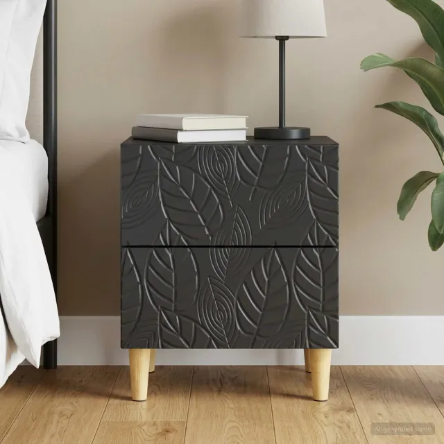 vidaXL Nachtkastje Zwart 43 x 34,5 x 48 cm Bewerkt hout