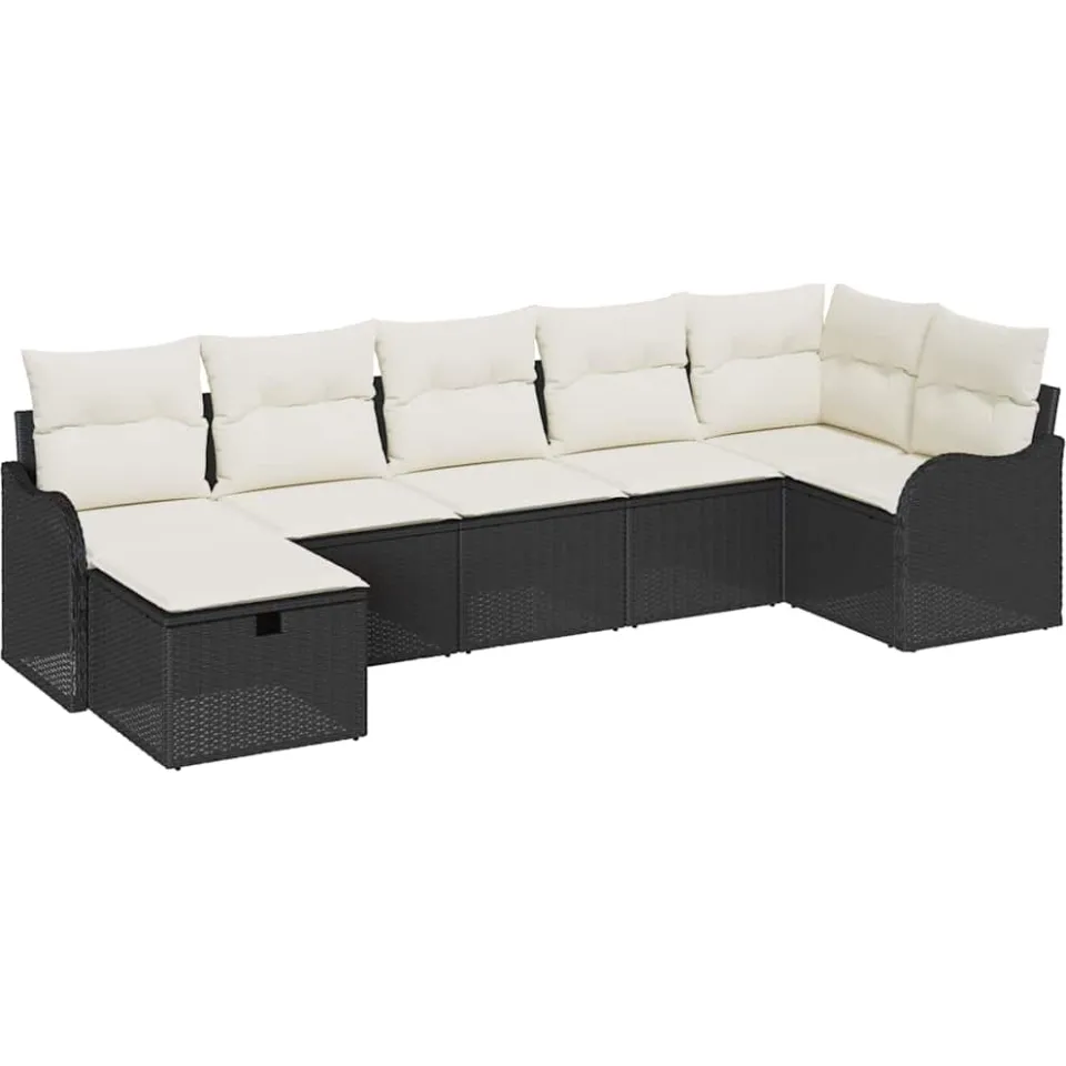 vidaXL Tuin Sofa Set 7 st Poly riet Beige
