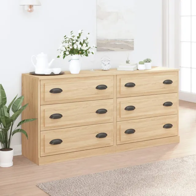 vidaXL Dressoirs 2 st bewerkt hout sonoma eikenkleurig Bruin