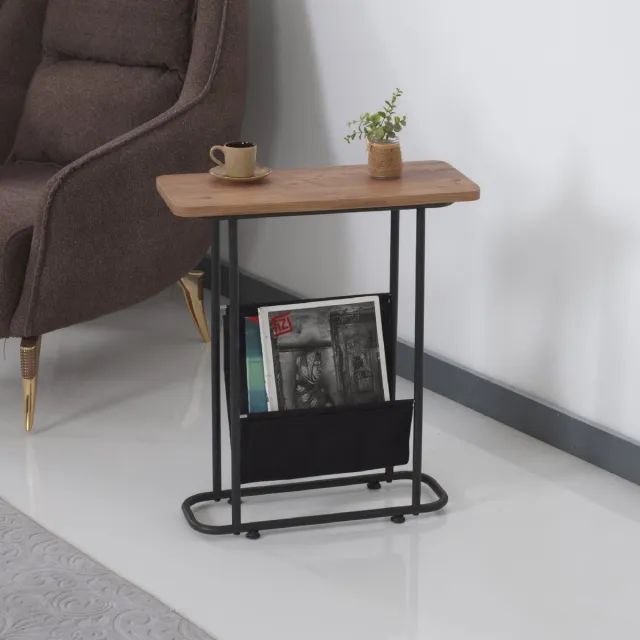 en.casa Bijzettafel Bov 64x55x24cm zwart en walnootkleurig