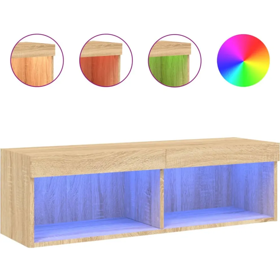vidaXL Tv-meubel met LED-verlichting 100x30x30 cm sonoma eikenkleurig Bruin