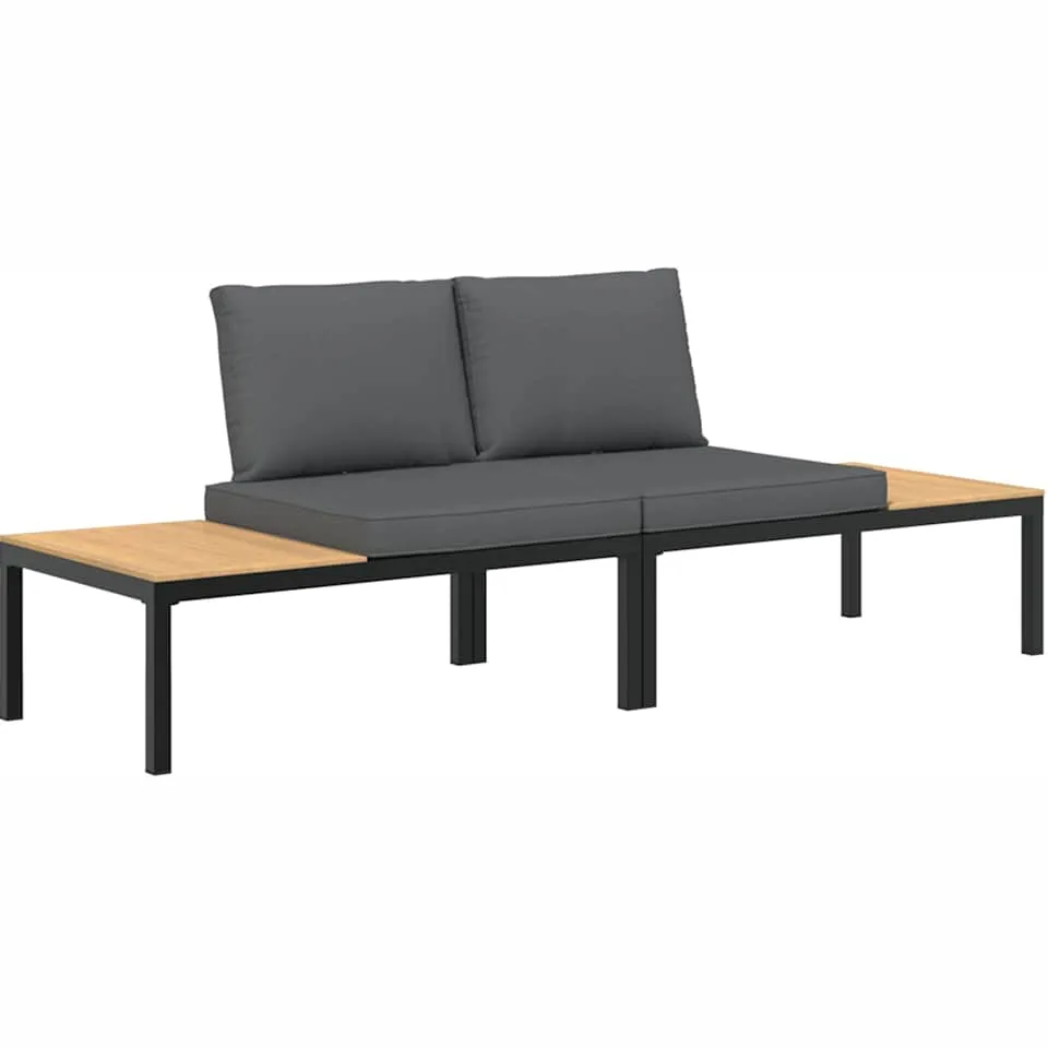 vidaXL 2-delige Loungeset met kussens aluminium zwart