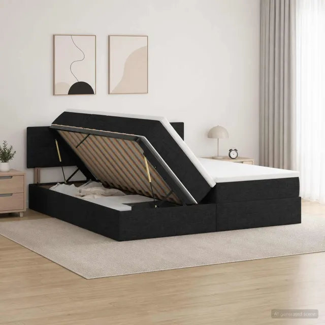 vidaXL Opslag bed met hoofdeinde 2 st Zwart Nep Leer