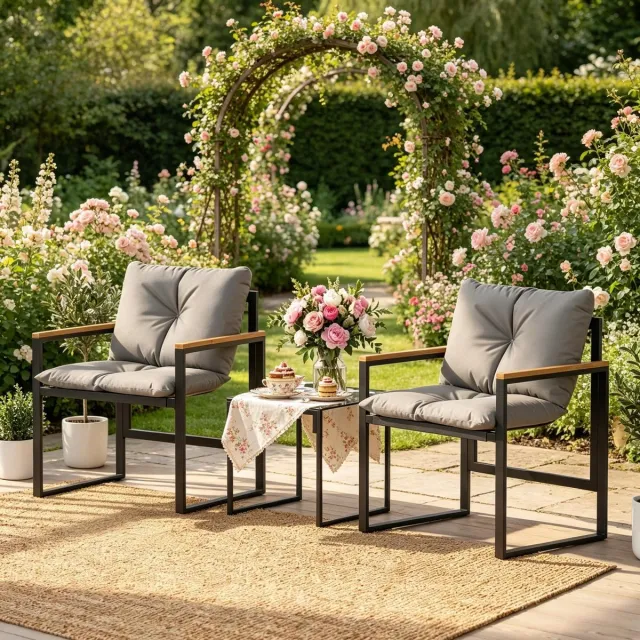 Clruro Loungeset - 3-delig - Glazen Tafelblad - Metaal en Gehard Glas - Zwart