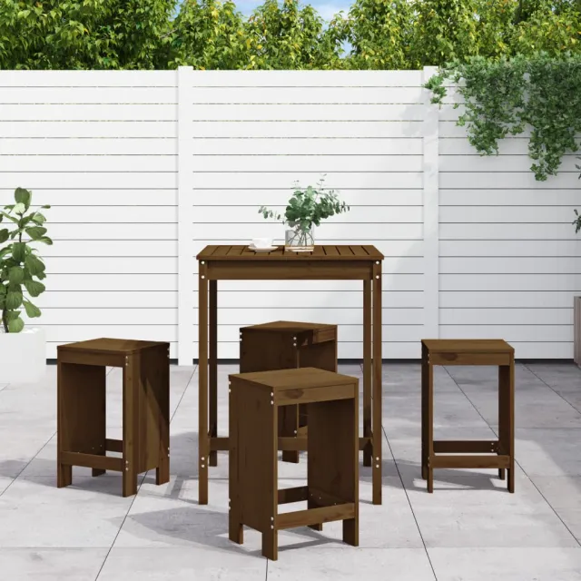 vidaXL 5-delige Tuinbarset massief grenenhout honingbruin bruin, foto 2