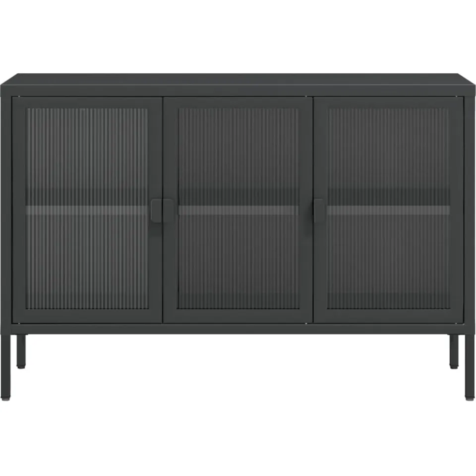 vidaXL Dressoir 105x35x70 cm glas en staal zwart, foto 4