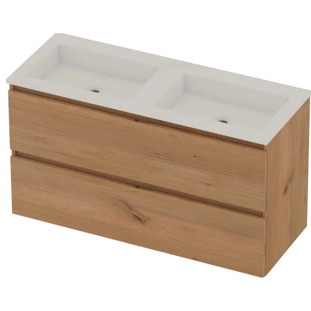 Basic-Line Aura 46 Badmeubelset Acryl 120x46x62 cm A46GWCWO120D0 Whisky Oak Glans Wit