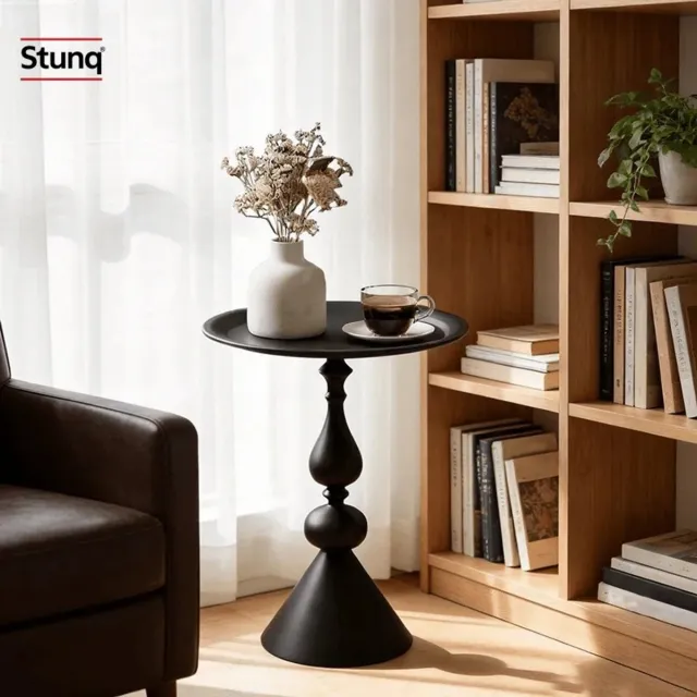 Stunq Ronde Bijzettafel Retro Zwart
