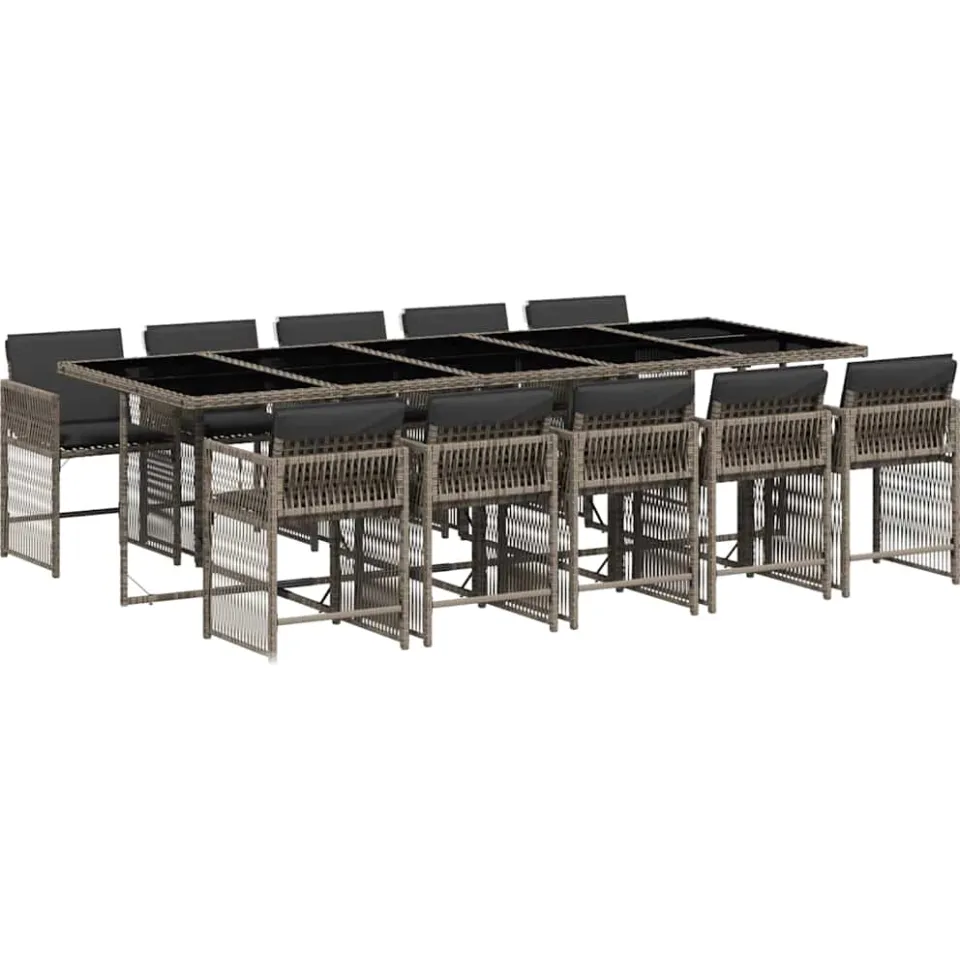 vidaXL 11-delige Tuinset met kussens poly rattan grijs, foto 3