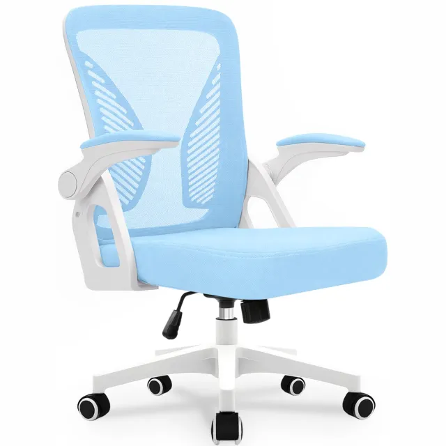 Milacyee Bureaustoel - Ergonomische Bureaustoel – Verstelbare Gaming/Computerstoel met Mesh Rug & Lendensteun – 90° Opklapbare Armleuningen – Directiestoel met Stille Wieltjes – Tot 130 kg Belasting - blauw - Geschikt voor thuiswerk en kantoor