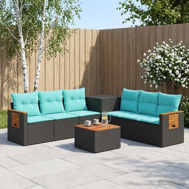 vidaXL Bankstel 8 st Zwart en Blauw 55 x 55 x 37 cm