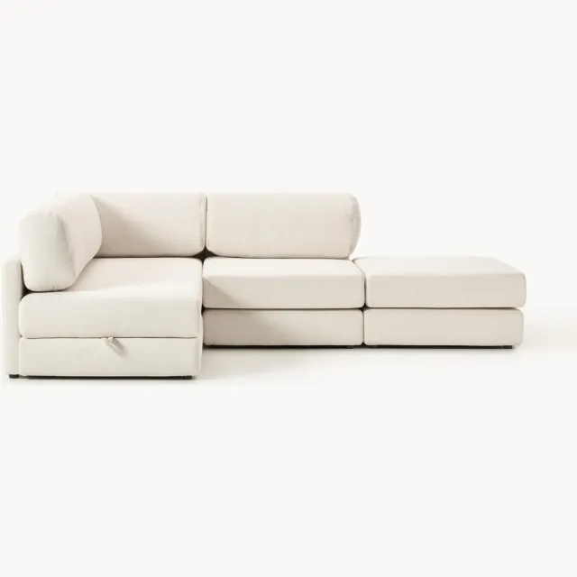 Westwing Collection Bouclé slaapbank Ladina (3-zits) met opbergruimte Wit