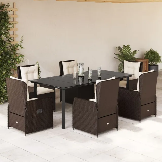 vidaXL 7-delige Tuinset met kussens poly rattan bruin, foto 2