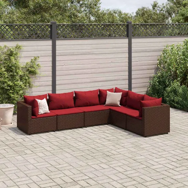vidaXL 6-delige Loungeset met kussens poly rattan bruin, foto 2