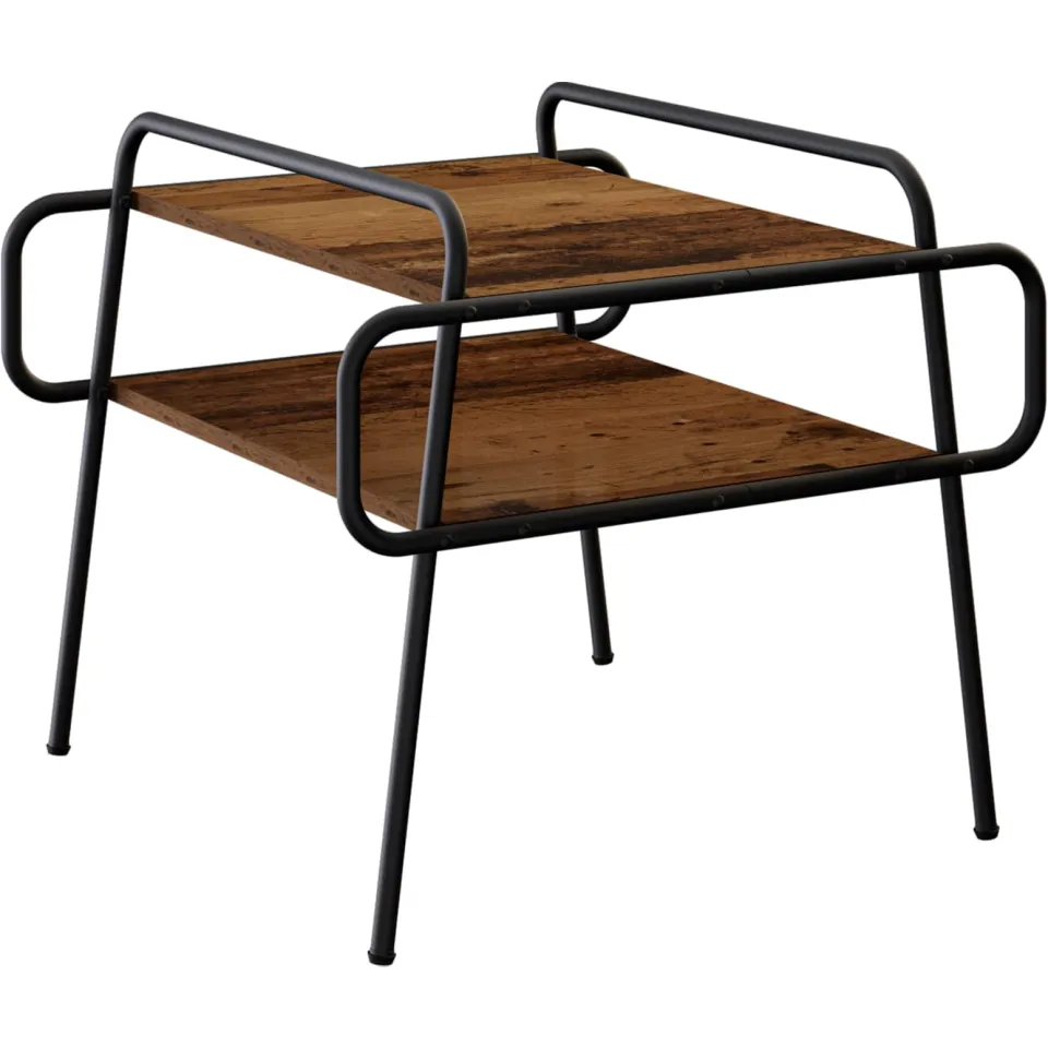 vidaXL Salontafel Oud hout 60 x 60 x 51 cm Bewerkt hout bruin, foto 3