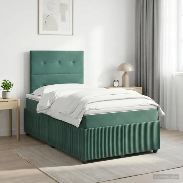 vidaXL Boxspringbed met matras Donkergroen 120 x 200 cm Fluweel