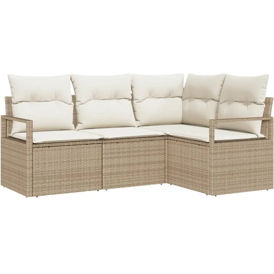 vidaXL Bankstel 4 pcs Beige poly rattan, foto 4