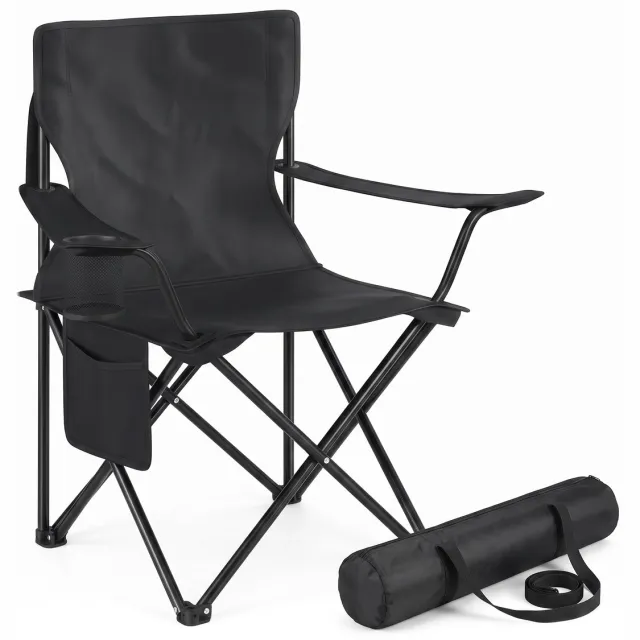 yar Simplechair - Campingstoel - Inklapbaar Visstoel - Vouwstoel - Comfortabel - Opvouwbaar Stoel - Max. 120 KG - Zwart Zwart 1