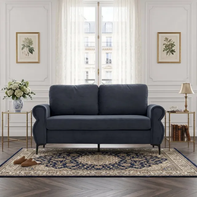 DESMIU Zitbank 173,5 Cm - Afneembare Hoezen Met Pocketvering En Koudschuim - Voor Appartement En Woonkamer - Stof Donkergrijs