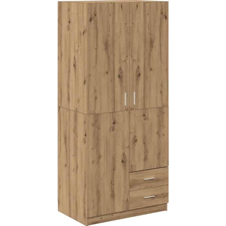 vidaXL Kledingkast 80x52x180 cm bewerkt hout artisanaal eikenkleurig, foto 3