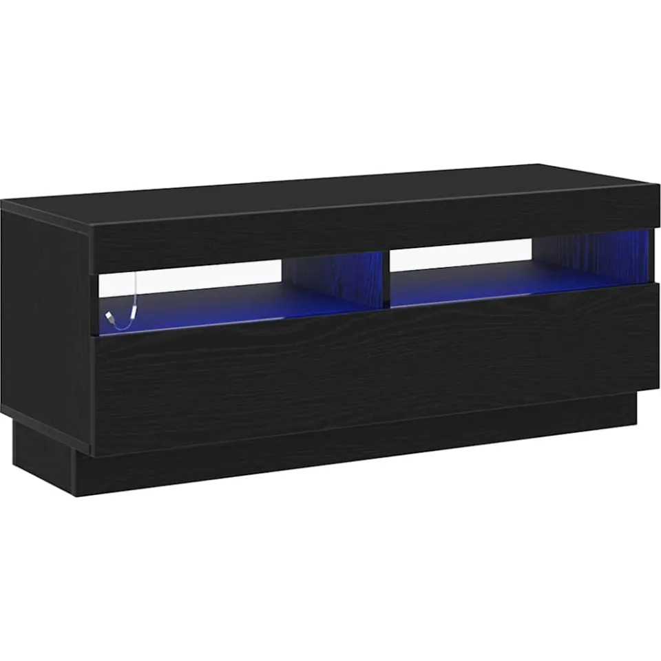 vidaXL TV-kast 100 x 35 x 40 cm Zwart Eiken Bewerkt hout