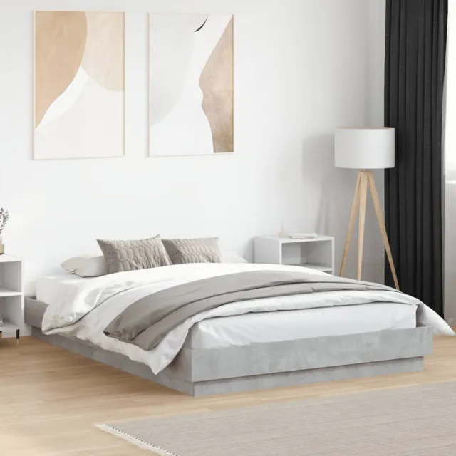 vidaXL Bedframe met LED-verlichting betongrijs 160x200 cm