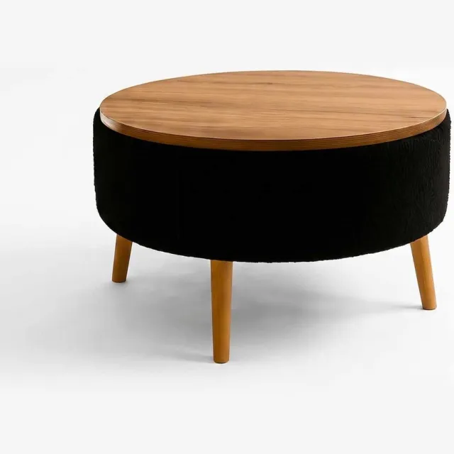 Skye Decor Iris – Salontafel – Zwart – Spaanplaat – Teddy – Ø60 x 45 cm