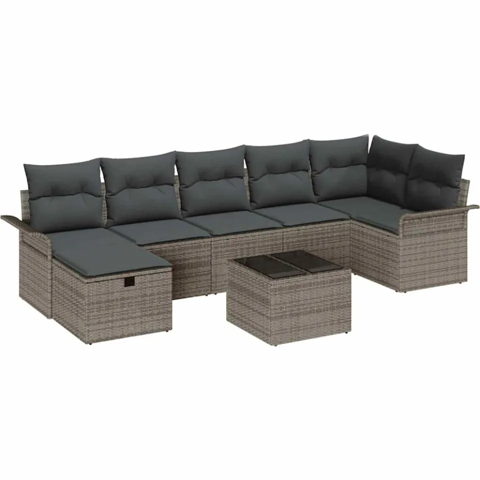 vidaXL Tuin Sofa Set 8 st Poly riet zwart