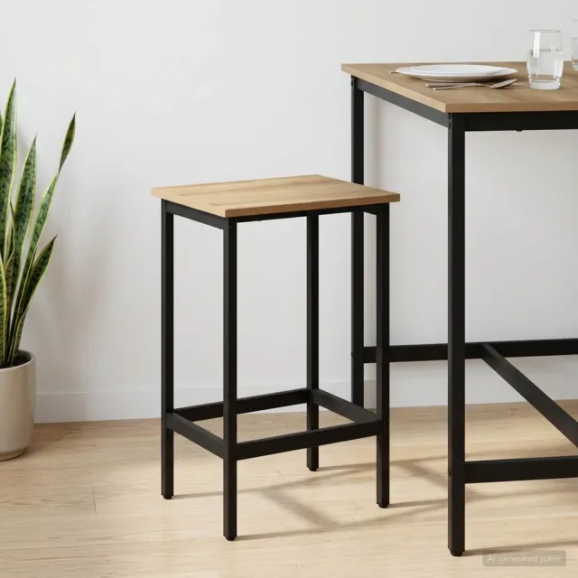 vidaXL Barkruk Artisanaal eiken 40 x 32 x 64 cm Bewerkt hout, foto 2