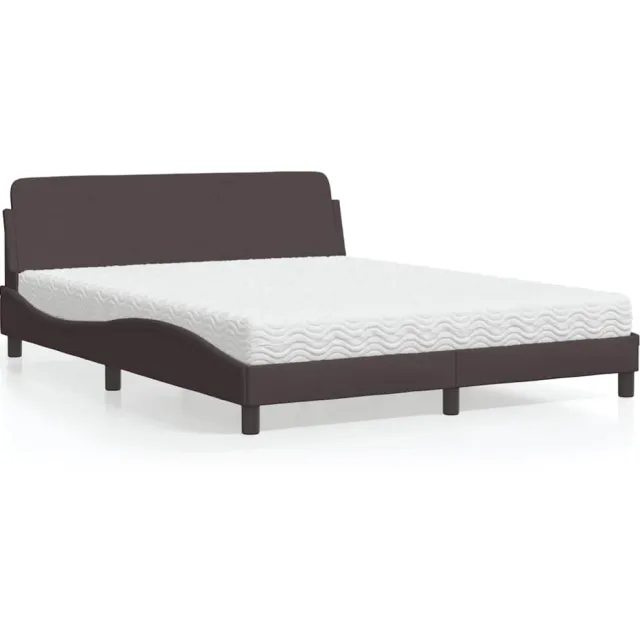 vidaXL Bed met matras "Dover" stof donkerbruin 160x200 cm