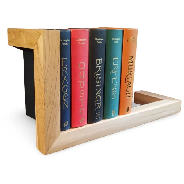 Timber Delights Teakline M - Zwevende Wandplank 50 cm - Massief Teak Boekenplank met Geïntegreerde Boekensteun Bruin