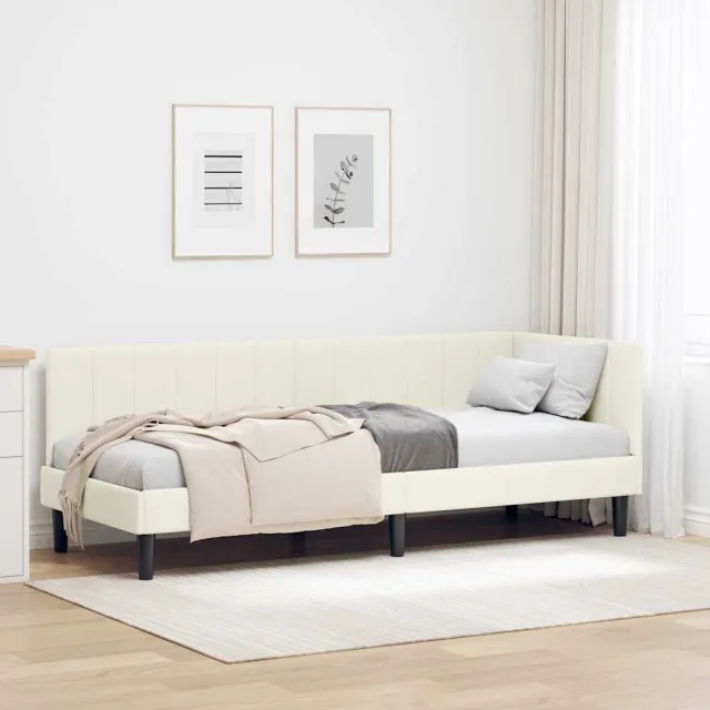 vidaXL Hoekbedframe Crème 80 x 200 cm fluweel