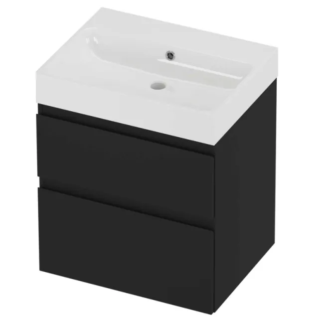 Proline Podium Badmeubelset Polystone Loft Zonder Kraangat 60x46x70 cm Glans Wit Mat Zwart