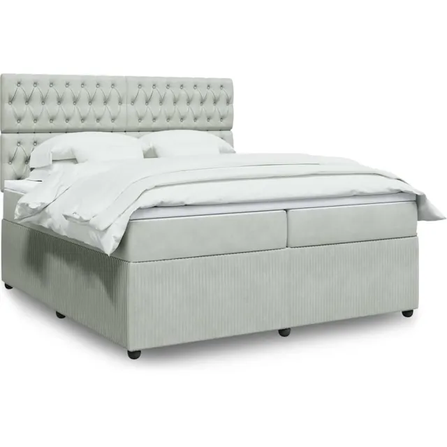vidaXL Boxspring met matras fluweel lichtgrijs 200x200 cm grijs