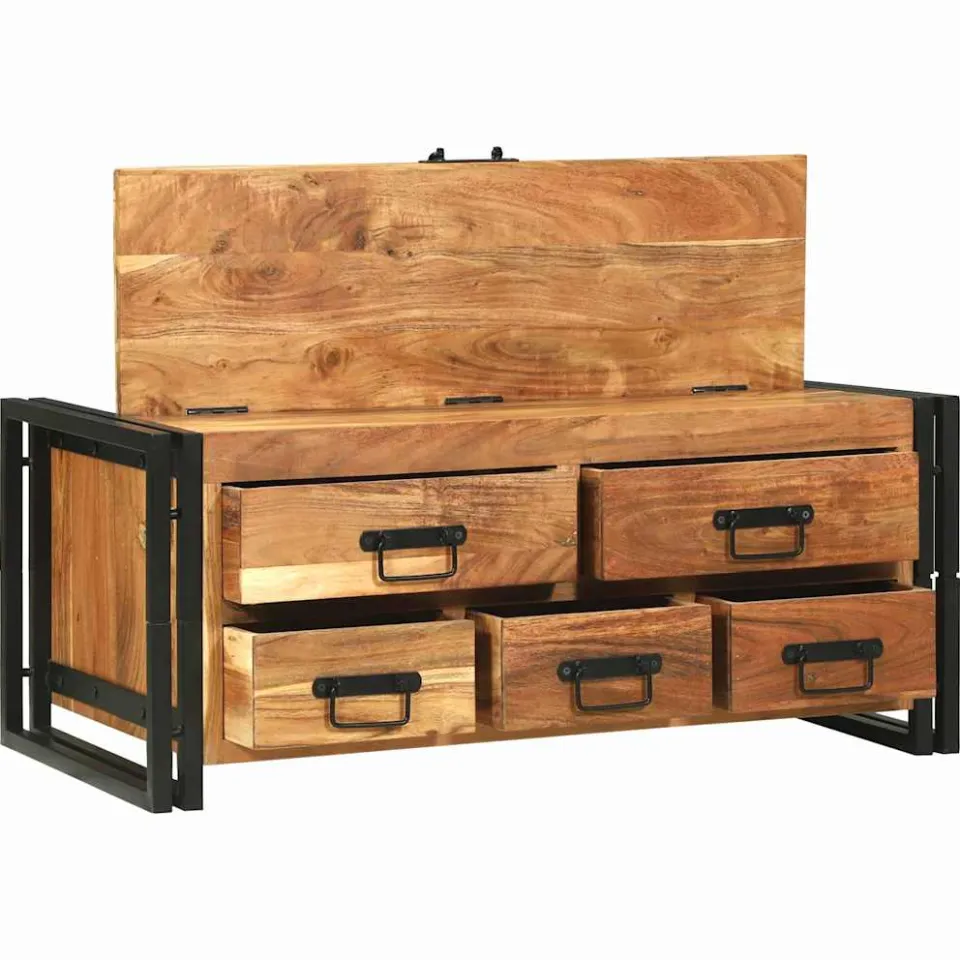vidaXL Salontafel met lade Bruin 90 x 50 x 38 cm Massief Acaciahout, foto 2