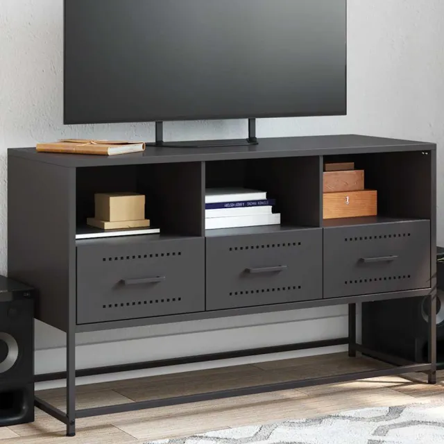 vidaXL Tv-meubel 100,5x39x60,5 cm staal zwart, foto 2