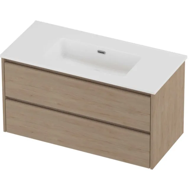 Proline Tribute Badmeubelset Porselein Elegant 100x46x54 cm Glans Wit Ideal Oak Eiken